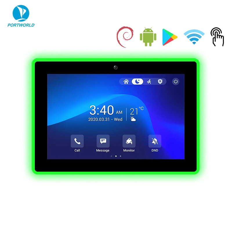 Sunworld YC-LE101T 10.1 Inch in Wall Touch Panel RK3566 Android POE Tablet RJ45 Enthernet with LED Light CE/CB for Meeting Room