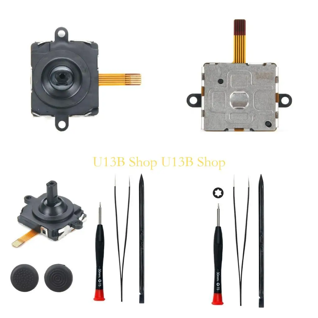 U13B Analog Joystick Repair Kits for Quest 2 Handle Anti-Skid Rocker Screwdriver and Tweezers Pry Tool