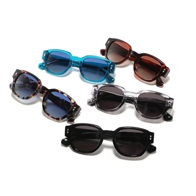 Vintage Square Polarized Sunglasses Women Men Handmade Acetate Small Narrow Frame Wide Temple UV400 Beach Outdoor Sun Shades