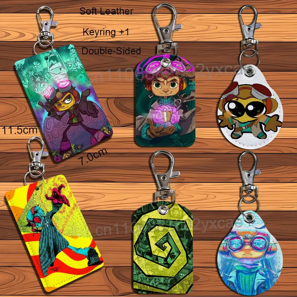 

Retro style game Psychonauts Cartoon Singer Anime Card Keychain Fashion Pendant Bag ID Door Card Case Bus Card Cute Adult