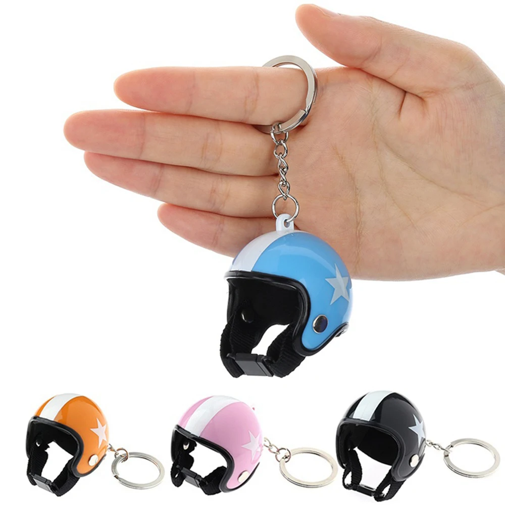 Creative Fashion Gifts Car Key Ring Safety Helmet Keychain Motorcycle Key Holder Auto Decoration Pendant