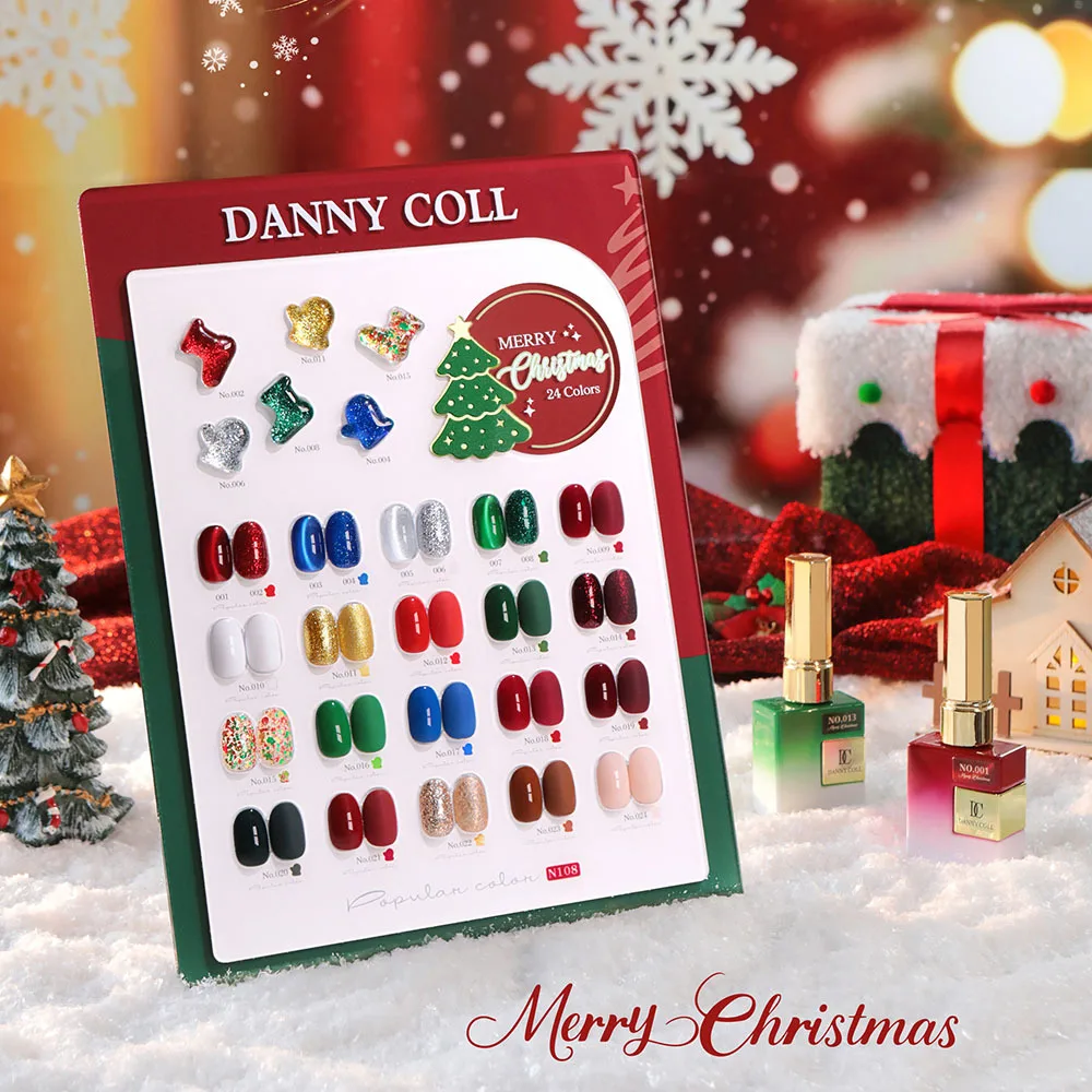 New Fall And Winter Gel Nails Polish Set 15ML Gel Polish Nail Set Christmas Red Cat's Eye Gel Soak Off UV LED Nail Varnish 24pcs