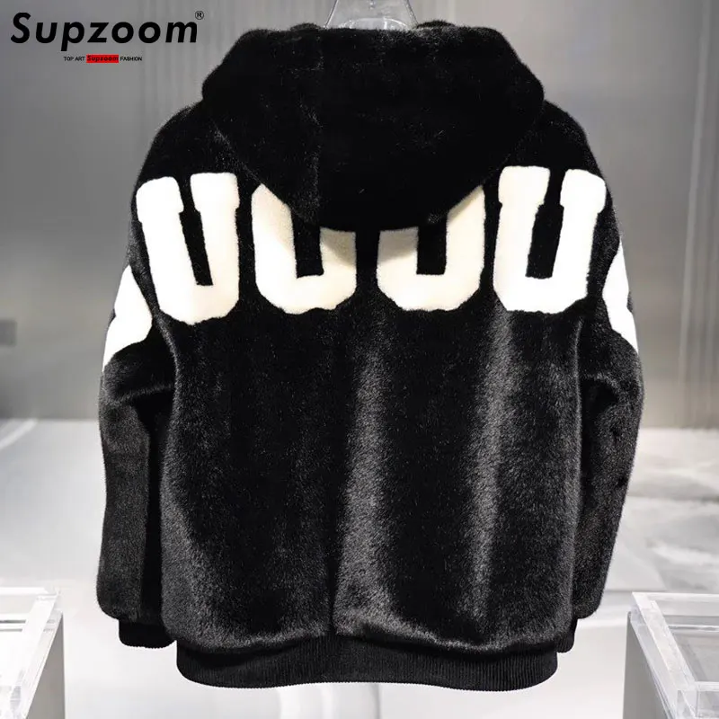 Supzoom 2023 New Arrival Imitation Rabbit Hair Cotton Top Fashion Loose Hip Hop Casual Embroidery Warm Winter Jackets Coats