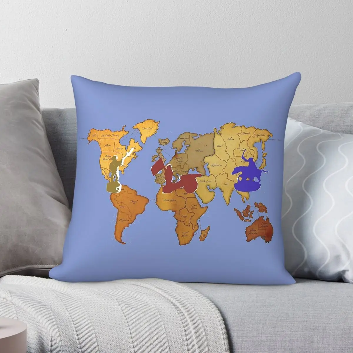 Risk Global Domination Square Pillowcase Polyester Linen Velvet Pattern Zip Decorative Room Cushion Case