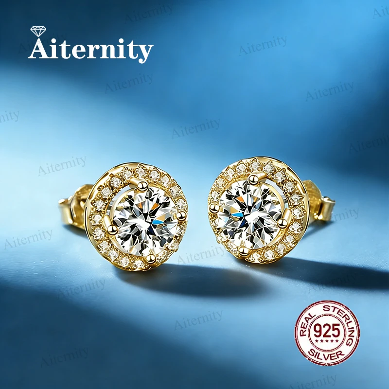 Real S925 Sterling Silver 0.5-2.0CT Moissanite And Zircon Beautiful Earrings For Womenv Quality Sparkling Wedding Jewelry