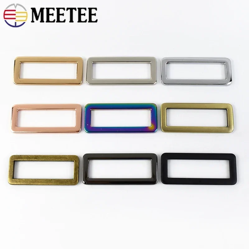 10/50Pcs Meetee 20-50mm Square Rings Metal Buckles Loops for Webbing Adjuster Bag Strap Belt Buckle Clasps Hardware Accessories