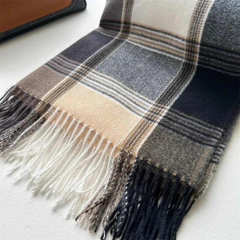 2023 Warm Plaid Cashmere Shawl Poncho Winter Scarf Luxury Print Blanket Pashmina Wraps Bufanda With Tassel Casual Stoled Echarpe