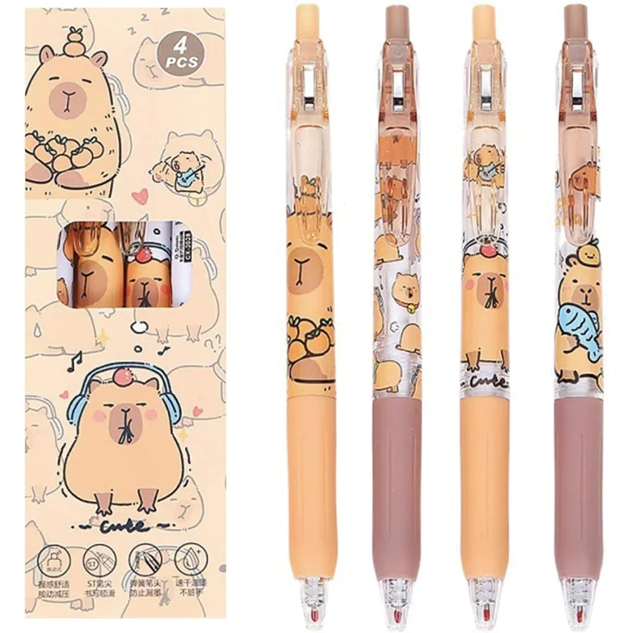 

4 шт. милые выдвижные ручки с рисунком капибары 0,5 мм черные ручки 4 шт. капибара