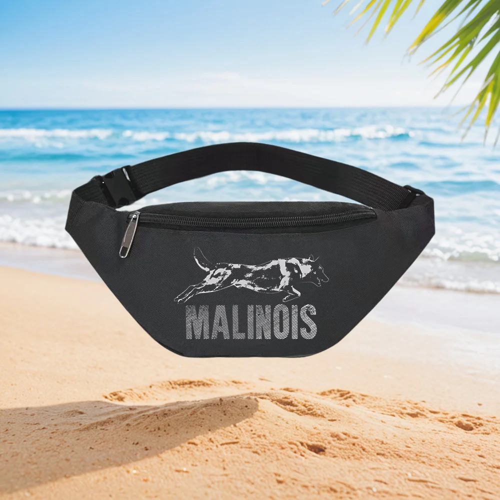 Malinois Dog Jumping Silhouette Design Waist Backpack Crossbody Chest Bag Street Casual Sporty Fashionable Simple Unique Printed