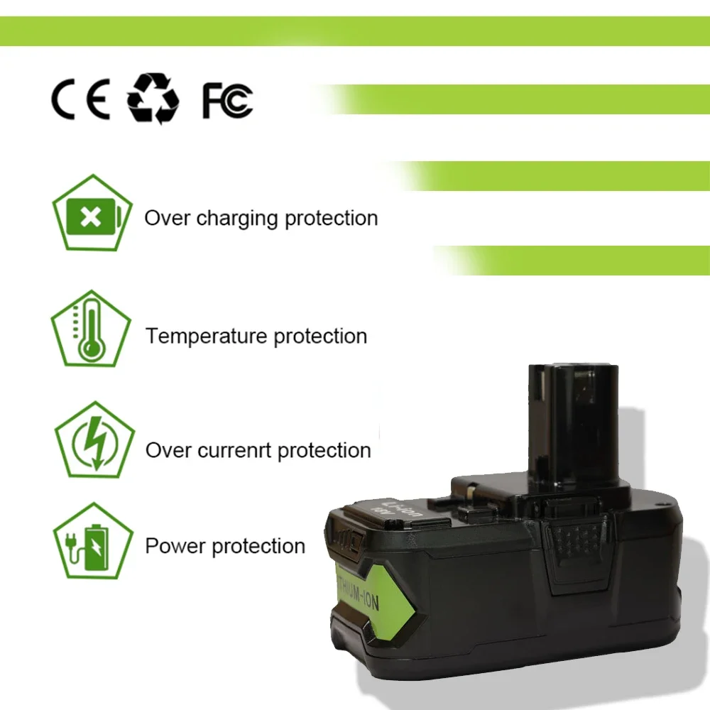 

Suitable for Ryobi P108 18V 6000mAh lithium-ion battery power tool P104 P107 RB18L50 RB18L20 P108