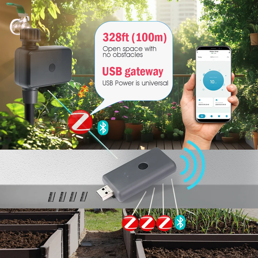 USB Zigbee Gateway Zigbee Support & Bluetooth-compatible Garden Smart Home Automation Hub for Tuya Smart Life App Remote Control