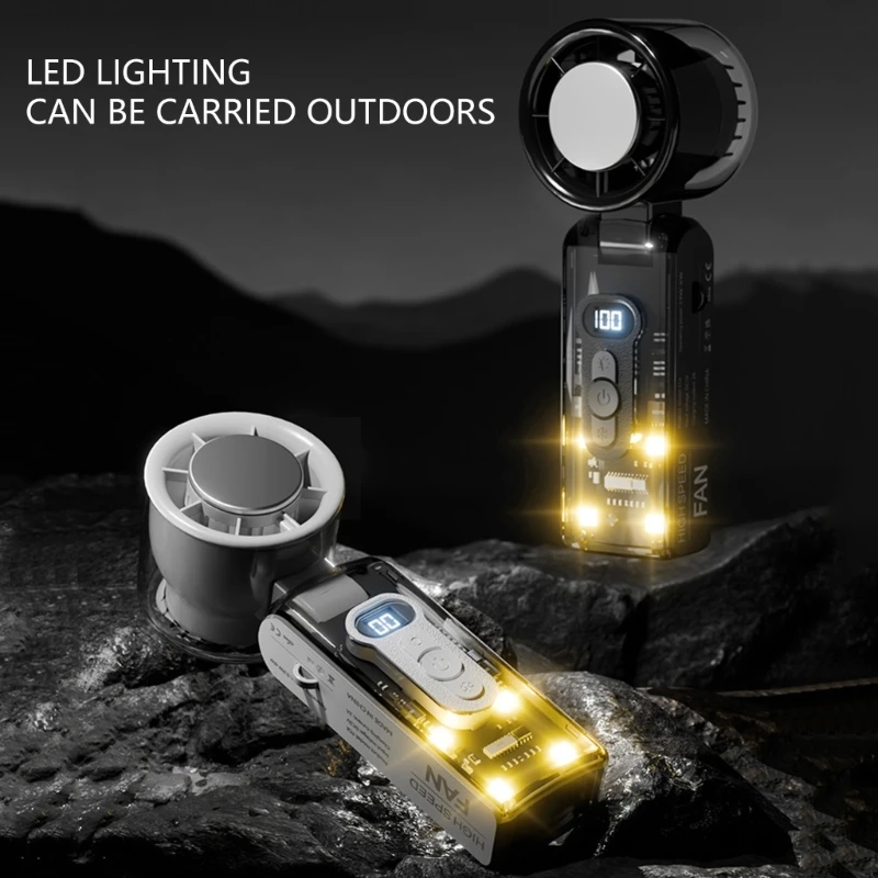 مروحة صغيرة قابلة للطي 190 جرام خفيفة الوزن تتضمن شحن متوافق مع حبل USB C #3