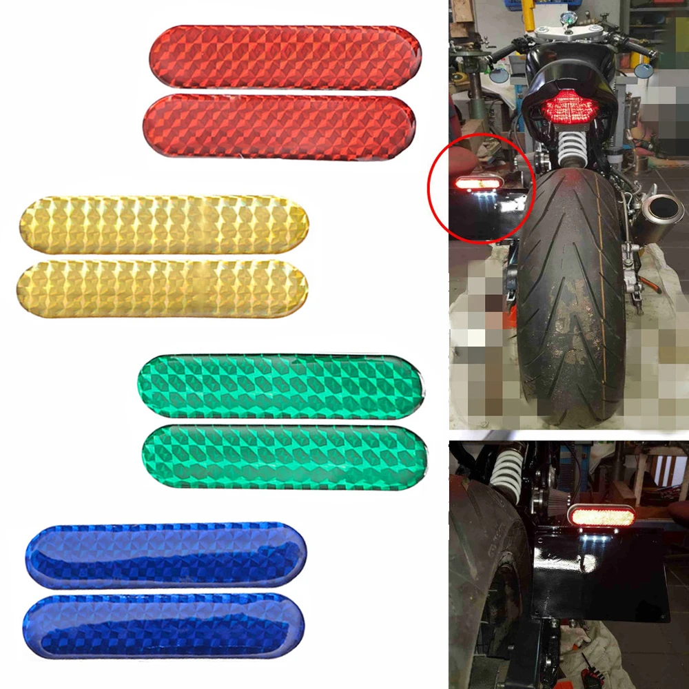 

2pcs Car Motorcycle Reflective Sticker Sign Warning Reflective Tape Strips Red Green Yellow Blue Night Lamp Alarm Mark Stickers