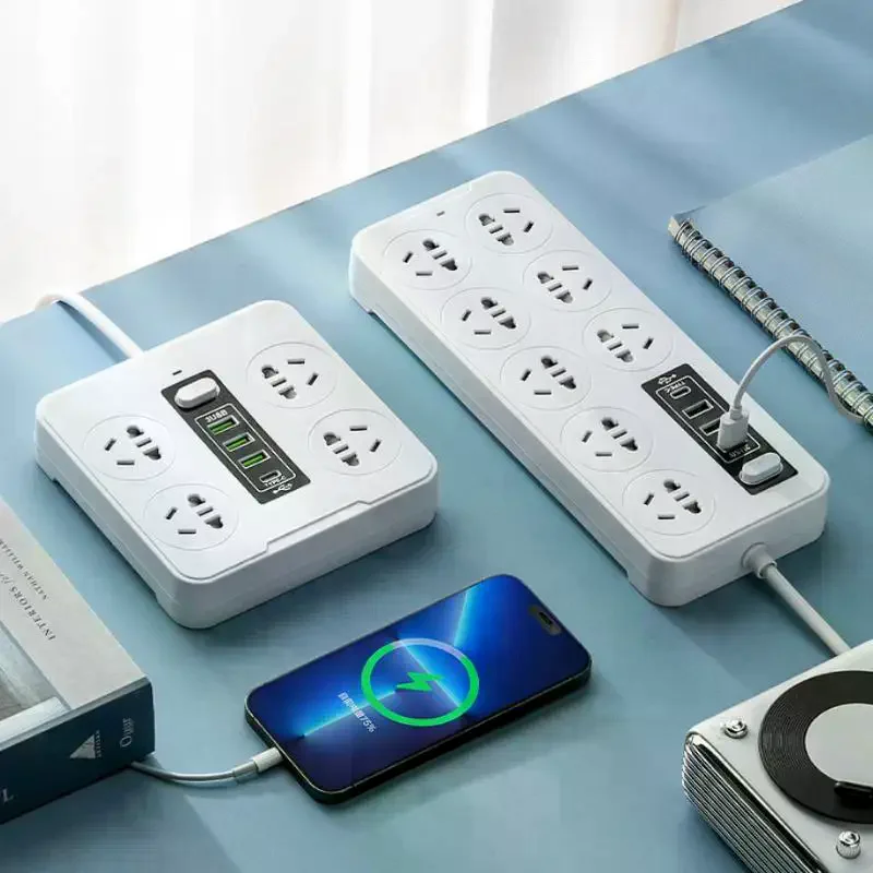 Universal Power Strip Socket EU US AU Plug With USB Type-c PD Surge Protector Power Cord Extension Sockets
