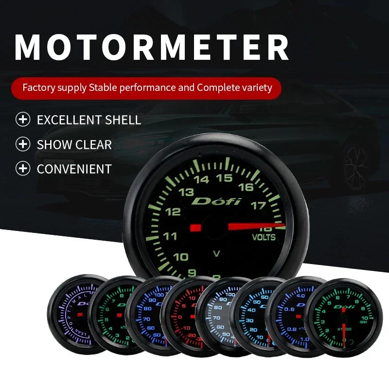 

Dofi 7 Colors 52mm Voltmeter Oil Pressure Turbo Boost Oil Temp Water Temp Tachometer Air Fuel Ratio EGT Car Gauge