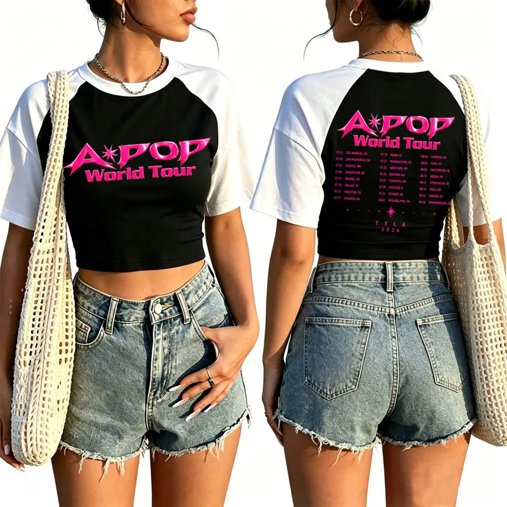 2026 Tyla A-Pop Tour Crop Tops T-Shirt Girls Fashion Women O-Neck Short Sleeve