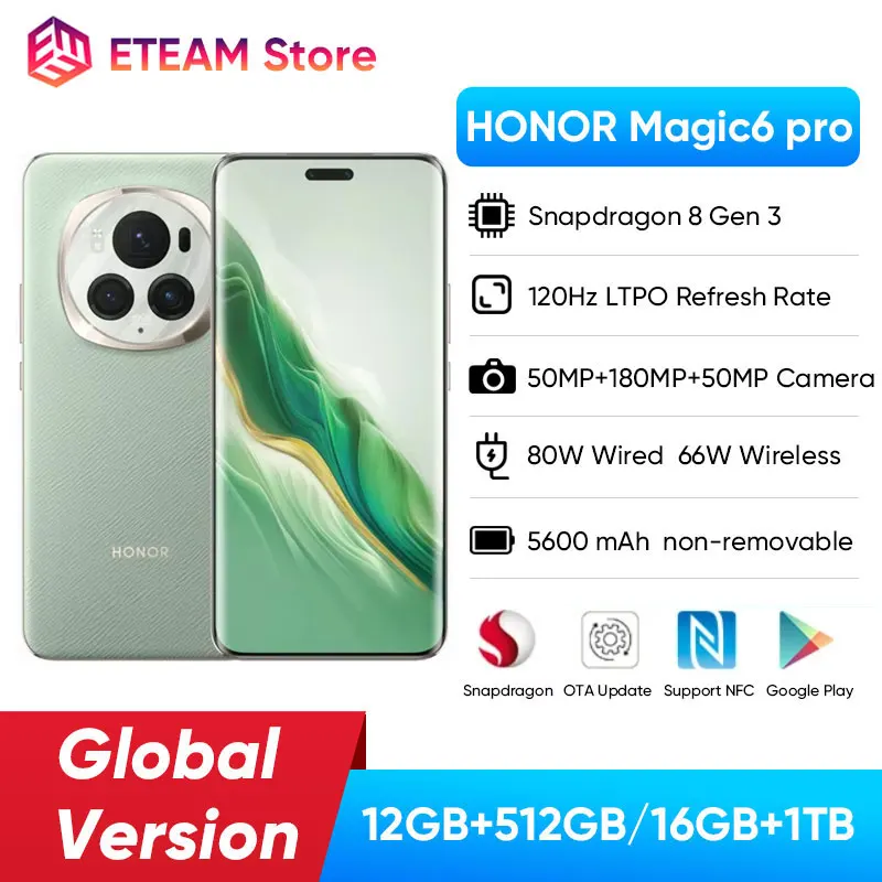 HONOR Magic6 Pro Global Version smartphone Snapdragon 8 Gen 3 6.8