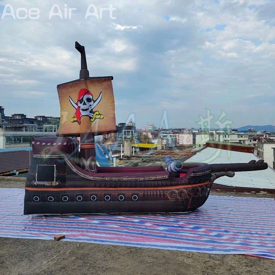

Надувной пиратский корабль с паруской для украшения тематического мероприятия пиратской, модель лодки с подсветкой для детей-развлечений