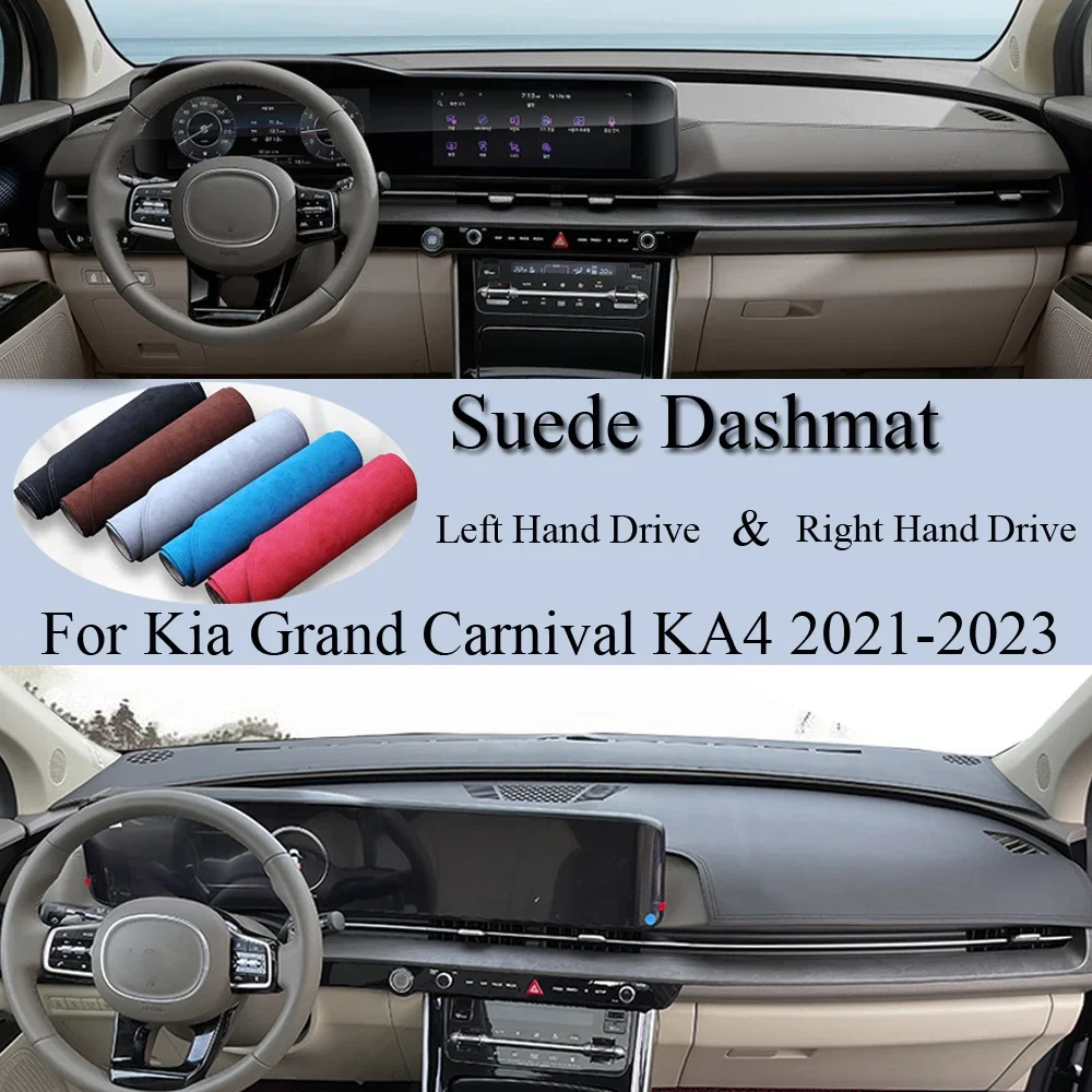 Voor Kia Grand Carnaval KA4 2021 2022 2023 Suède Dash Mat Dashboard Cover Pad Zonnescherm Dashmat Tapijt Auto accessoires