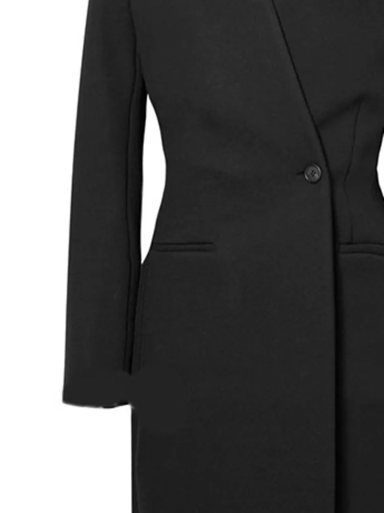 DEAT-Blazer à manches longues pour femmes, coupe-vent monochrome, bouton unique, sur le genou, col en V, document, nouvelle marée, mode printemps 2024, 7AB3293