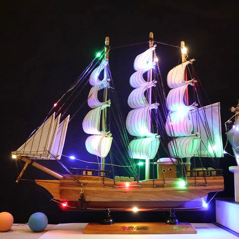 Vintage Wooden Boat Arts Ornaments Home Room Decoration Pirate Ship Warship Living Room Office Decoration special business Gift