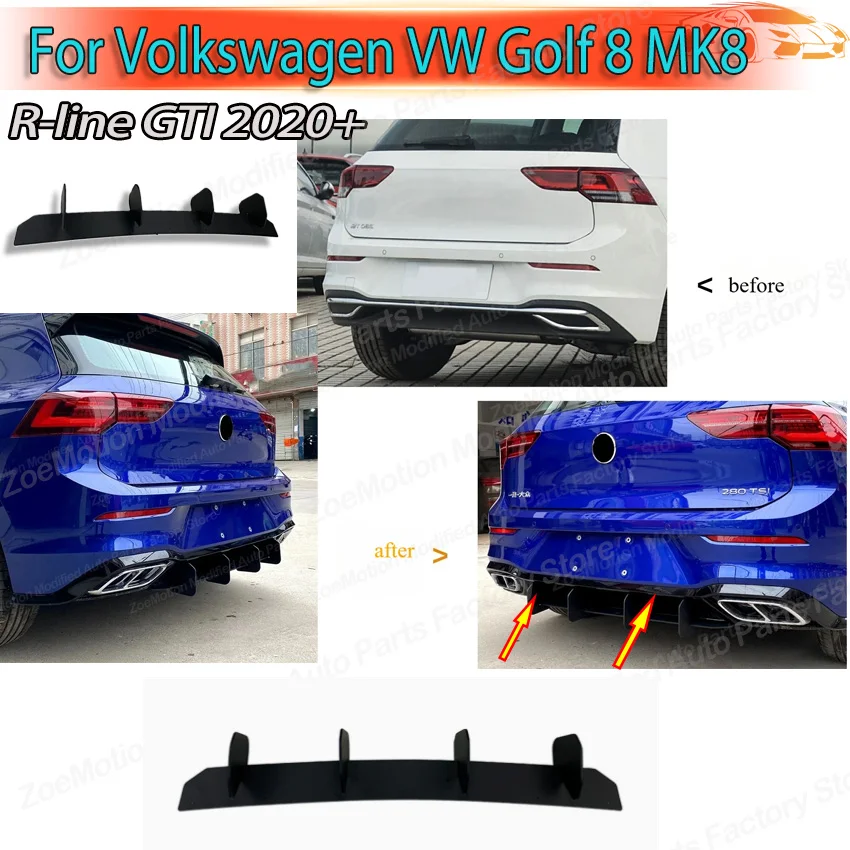 

Для Volkswagen VW Golf 8 MK8 Rline GTI 2020+ Задний бампер, диффузор, боковые сплиттеры, накладки, обвес, тюнинг, автозапчасти