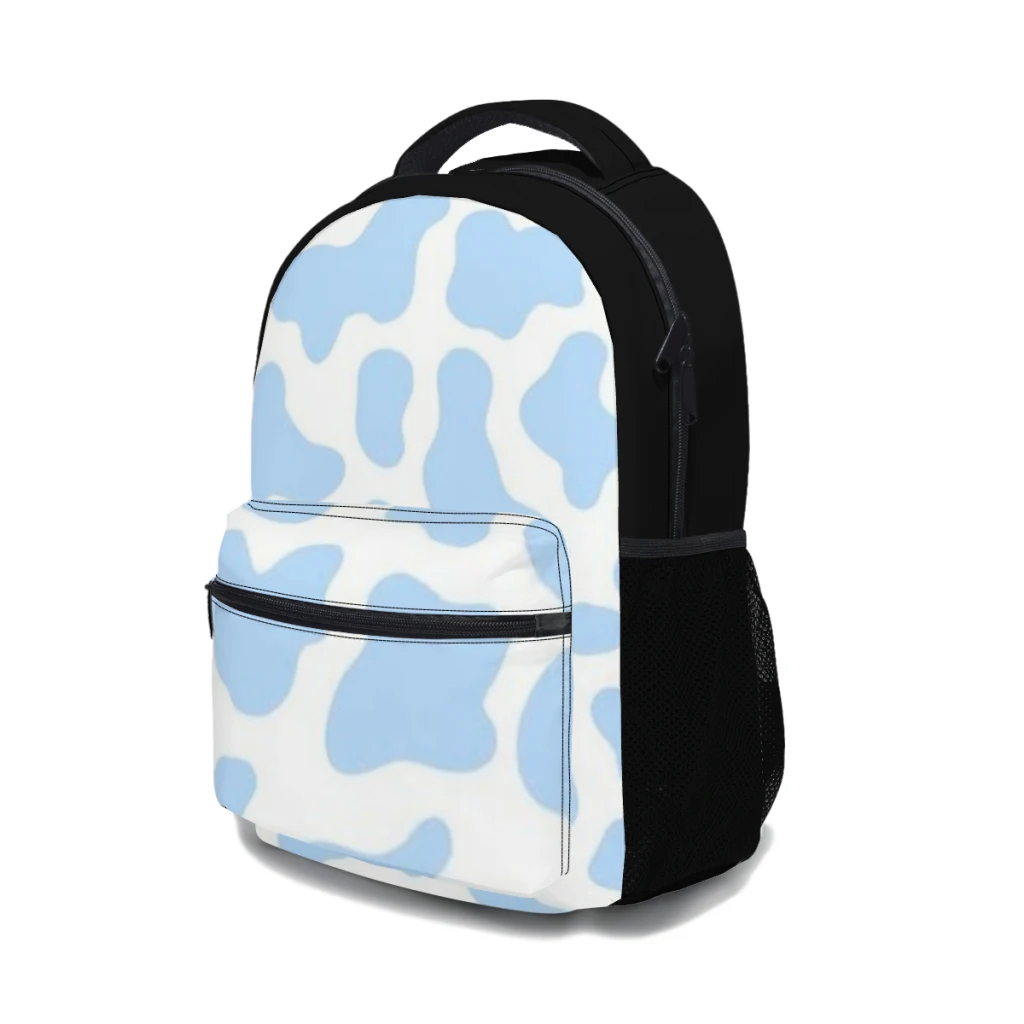 Mochila escolar azul Preppy para niñas, mochila de estudiante de gran capacidad, mochila de estudiante de secundaria de dibujos animados, 17 pulgadas