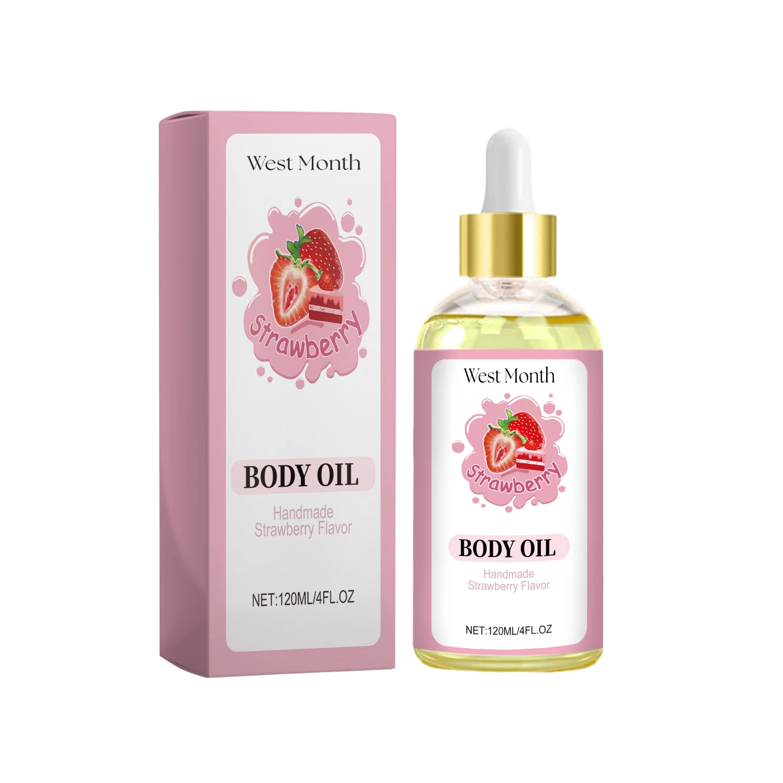 

WestMonth Strawberry Body Care Oil Moisturizes Tender And Firming Skin Full Body Massage Body Care 1pcs