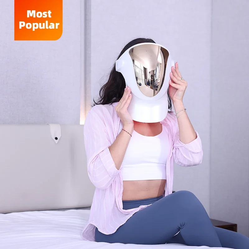 Redfy Home Use Wireless Rechargeable 3 Colors Skin Care Facial Pdt Photon Led Neck Face Light Beauty Therapy Mask