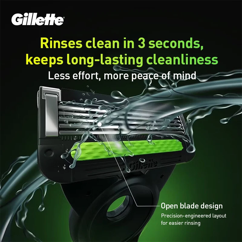 Gillette Labs razor for Men Shaving Razor with 5-layer nano blades, rear precision trimmer 1 Handle 4 Blades 1 Box