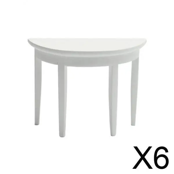 

Miniature Wooden Semicircle End Table Dollhouse Furniture White Durable Living Room Model for 1 12 Scale Setting