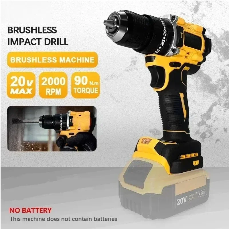 DCD800 2000RPM Furadeira de impacto sem escova 1/2 Polegada Chave de fenda elétrica sem fio Ferramenta elétrica de lítio para bateria Dewalt 20V