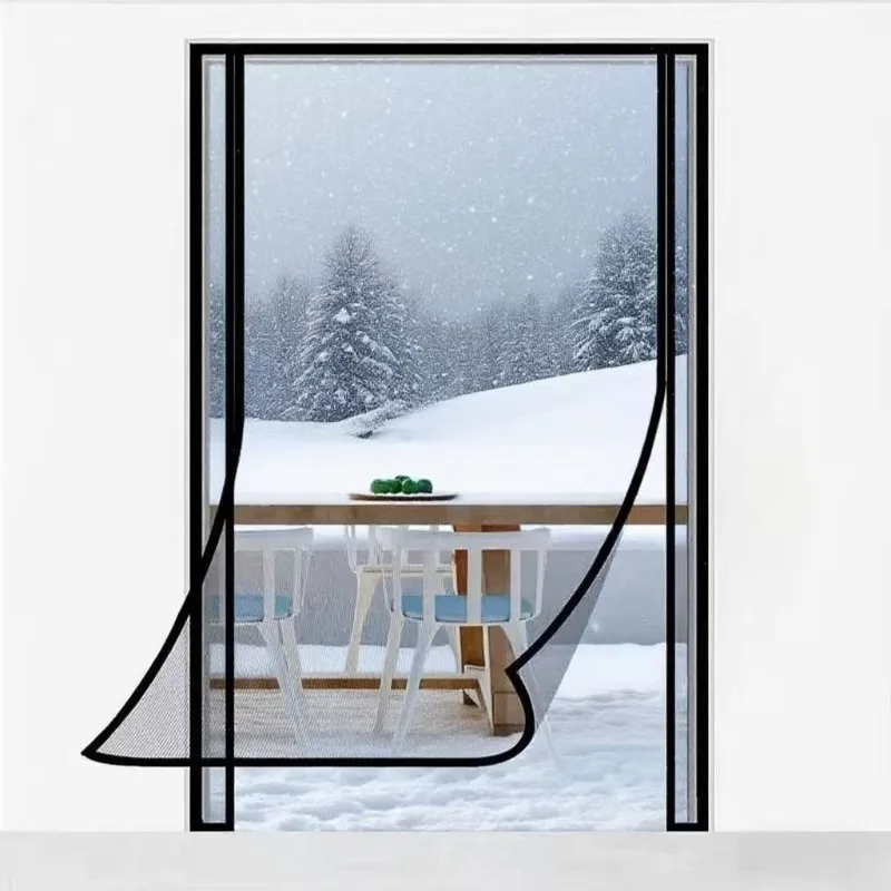 Black Magnetic Door Curtain Mosquito Net Customized Size for Summer Indoor and Outdoor Use, Anti Fly Insect Invisible Net