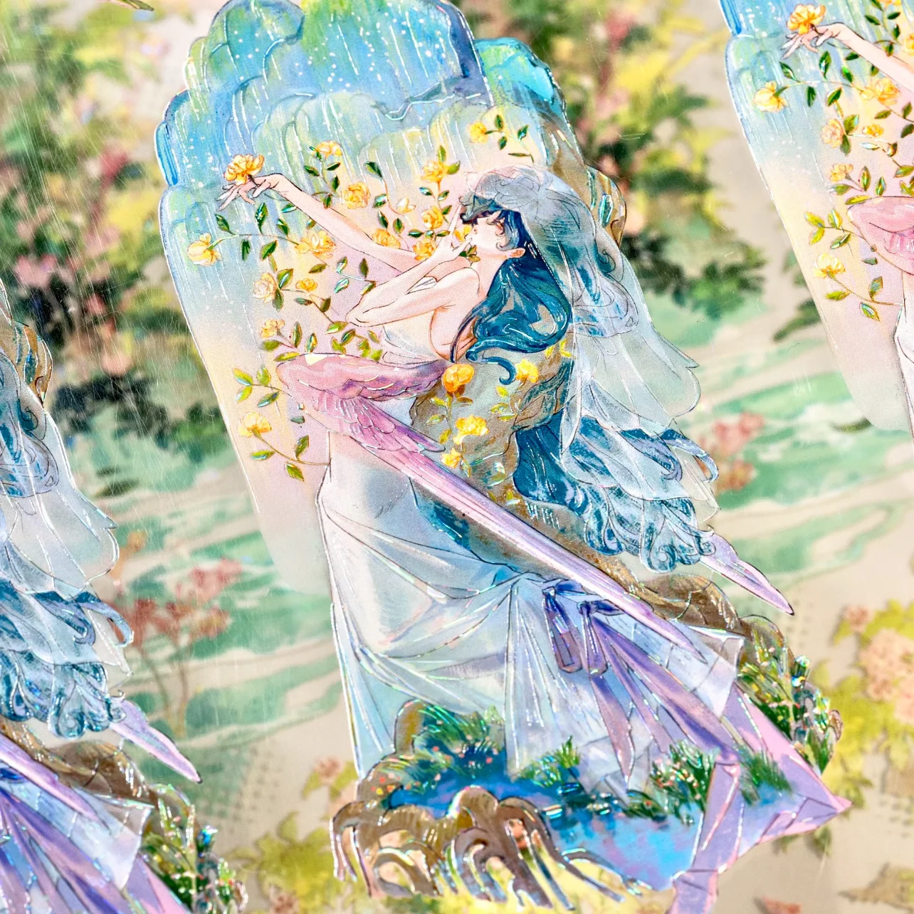 Dreamy Oil Painting Style PET Shell Light Washi Tape Character Scrapbooking Sticker Journaling DIY Craft