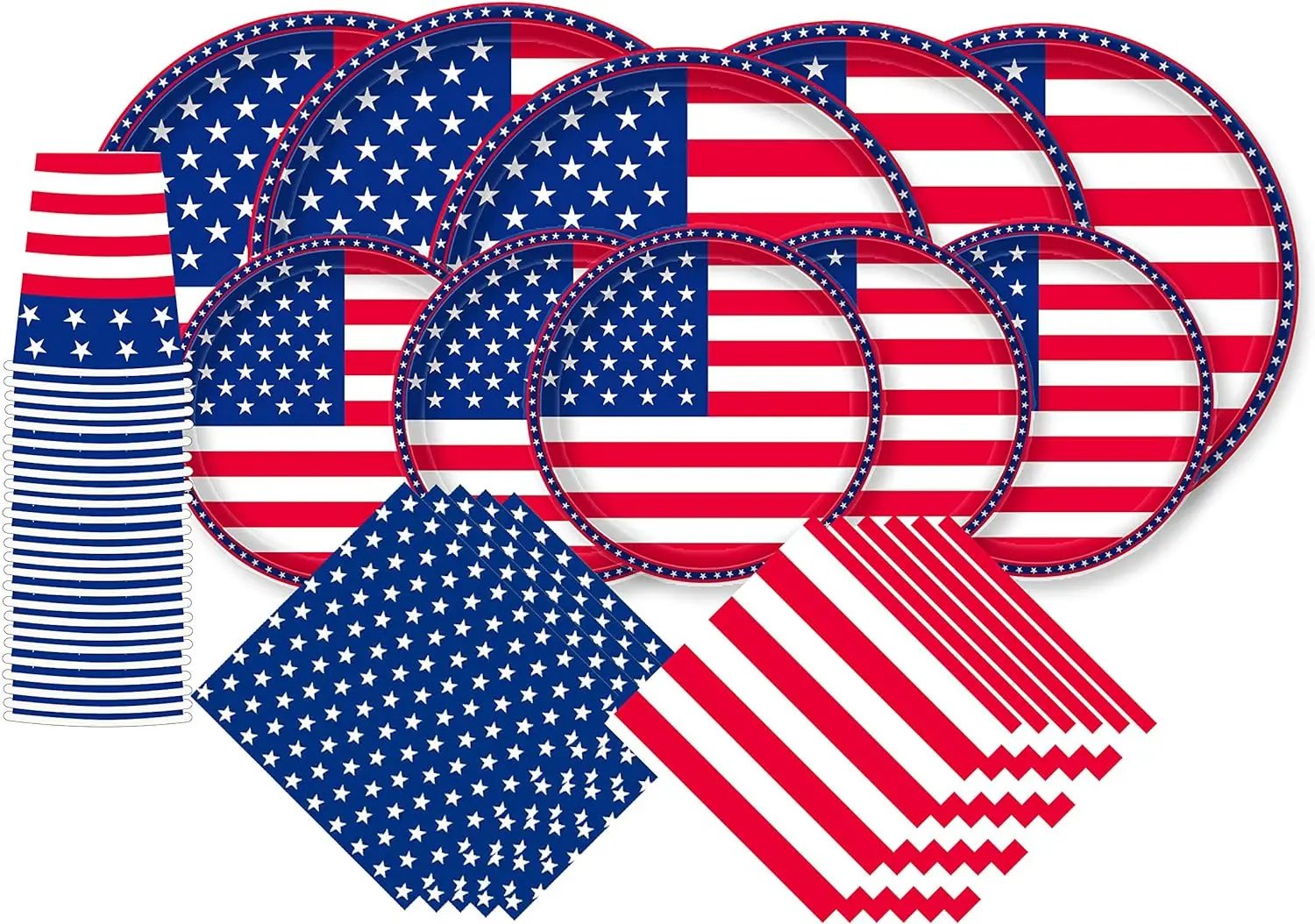 Flag Patriotic Party Supplies Disposable Napkin Plates And Paper Cups For Veterans Day Election Day Fourth Of July Independence