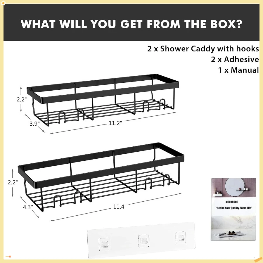 Douche Caddy Plank Organisator Rek, Zelfklevende Zwarte Badkamer Planken Mand, Thuis Boerderij Muur Binnen Organisatie