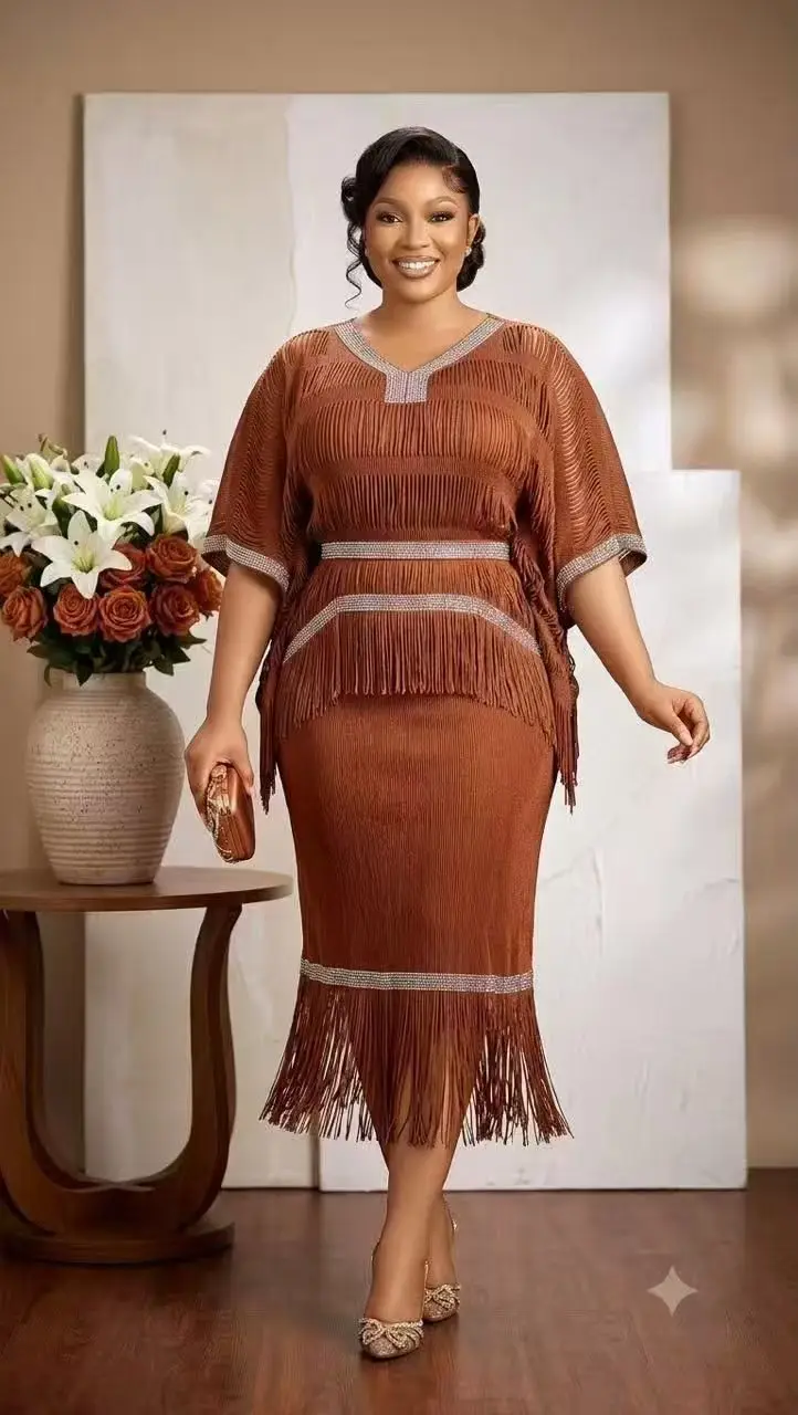Miyake Fashion Design Sense Loose Two-piece Set Fringed Hem Summer New Solid Color Pleated Irregular Long Dress Set