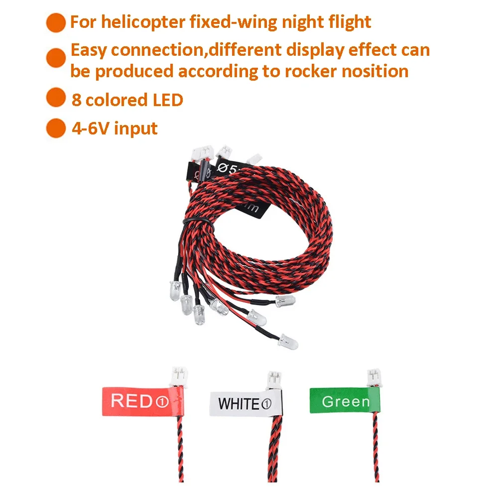 Remote Control 8 LED Flashing Bright Light RC Smart Lights Kit System 4-6V for RC Fixed-wing Helicopter Airplane Aircraft Parts