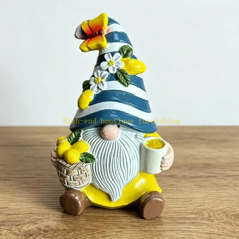 L9NB Beach Theme Resin Yard Figure Holding Fruits And Refreshing Drink