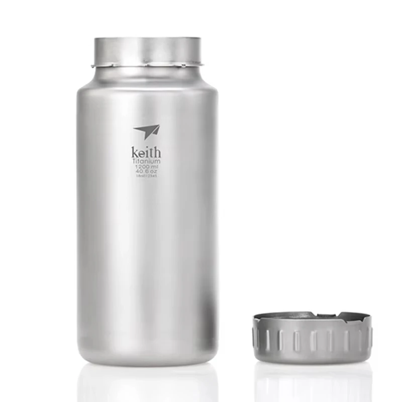 Keith Camping Tableware Titanium Water Bottle 1.2L Non-threaded Wide Mouth Kettle for Outdoor Camping Hiking Travel Sport Ti3036