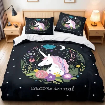 

With Home Children Bed Linen Pillowcase Set 90 Cartoon Single Bedding Cute Twin Sizes Cover 3D Pcs Unicorn 2/3 Bedclothes Duvet