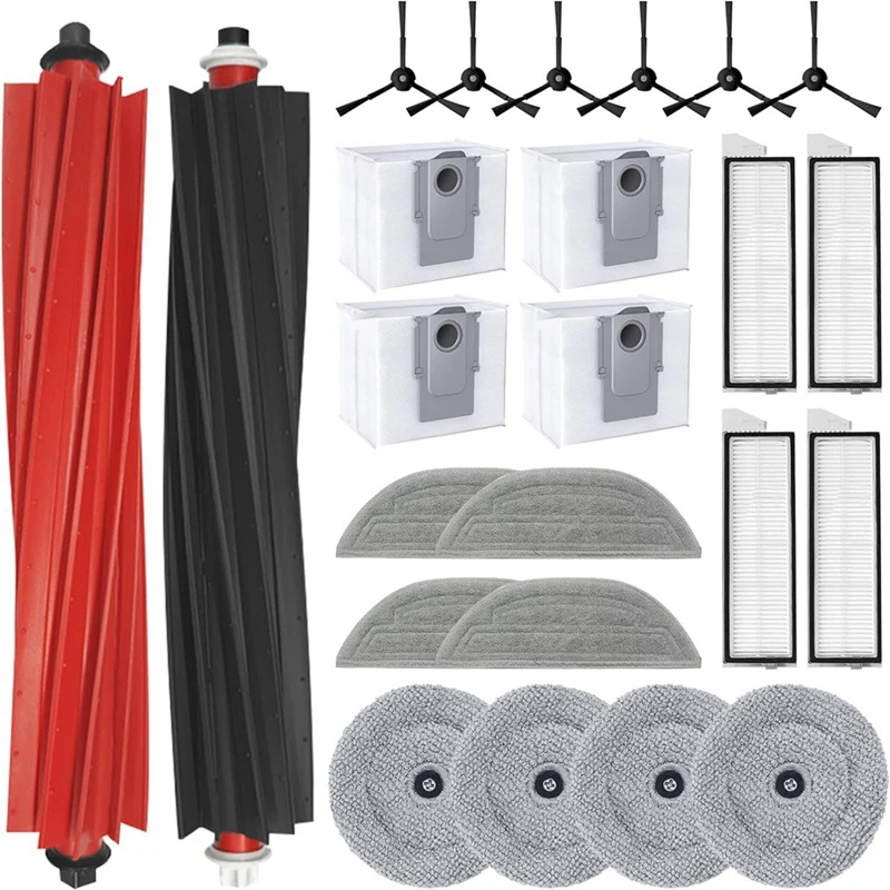 مجموعة ملحقات بديلة لروبوت فراغ Roborock ، استبدال ، فرش دوارة ، فلاتر ، فرش جانبية ، كيس غبار ، S8 Maxv Ultra