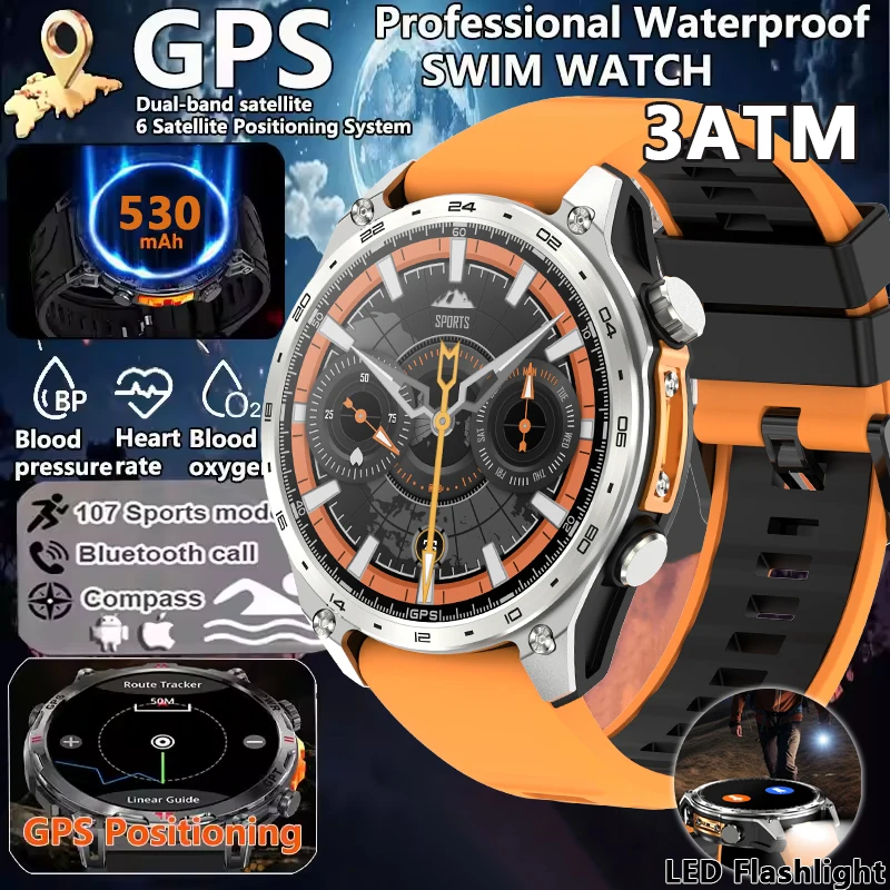

2026 New GPS Outdoor Smart Watch 4GB Memory Offline Map Waterproof MP3 MP4 LED Lighting Blue Tooth Men Sports Smartwatch Gifts