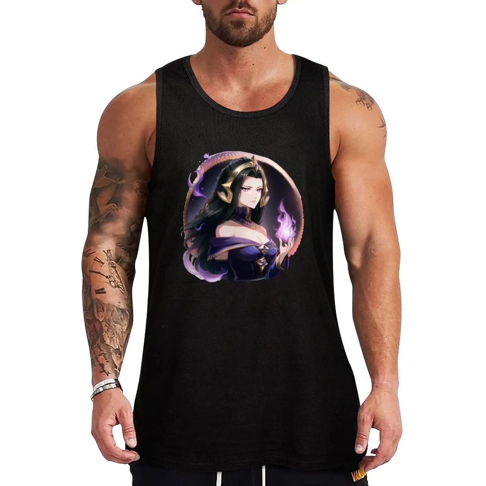 Camiseta sin mangas informal de verano con estampado de Liliana del Velo de Dominaria de Magic: The Gathering, estilo anime realista