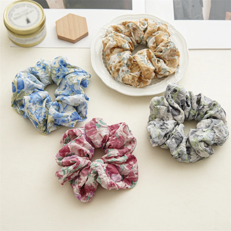 Floral Girl Hair Accessories Lady Ponytail Hair Hairties Women Fashion Elastic Hair Holder Female Scrunchies SD007