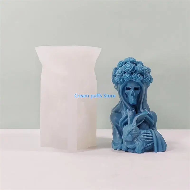 50LE Diy Crystal Drop Gypsum Abrasive Three-dimensional Skull Witch Rabbit Ornaments Pendant Silicone Mold