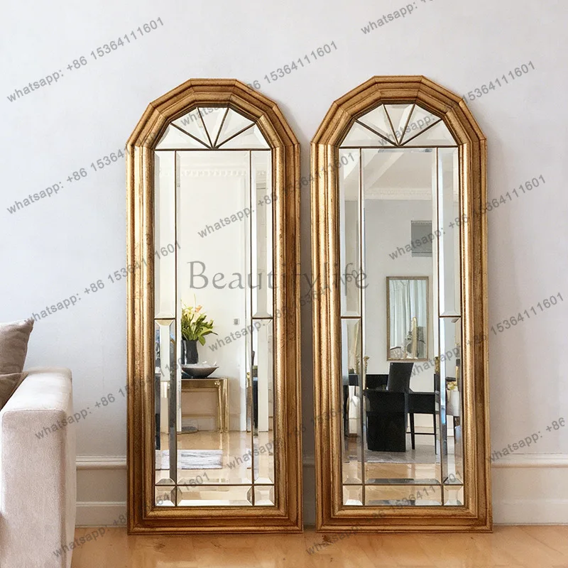

yj9 French retro full-length mirror wall-mounted household wooden full-length mirror