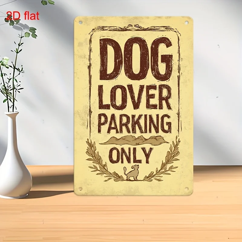Adorno de Pared Metálico Vintage 2D Flat Solo Parking Canino, Diseño Laurel Rústico Ligero Fácil De Colgar Hogar Jardín