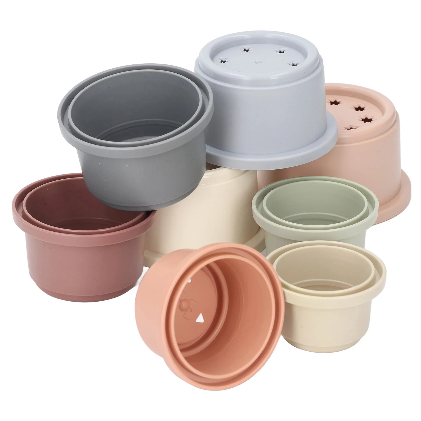 8Pcs Stacking Cups Color Learning Rich Colors Modern Design Fun Educational Toys for Baby Shower Gifts Bath Toys