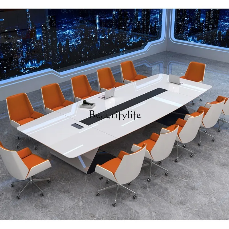 Paint Conference Table Simple Modern Large Conference Table Light Luxury Elegant Oval